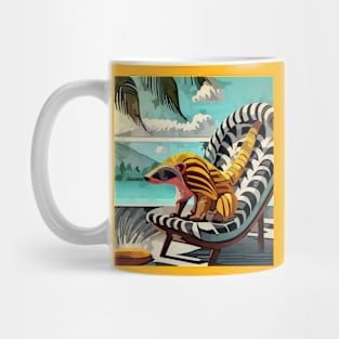 watercolor yellow pangolin on lounge chair Mug